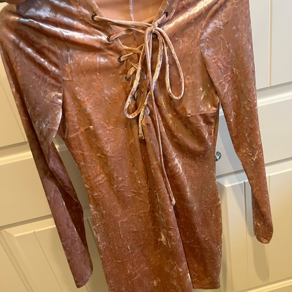 Light pink, velvet cocktail dress